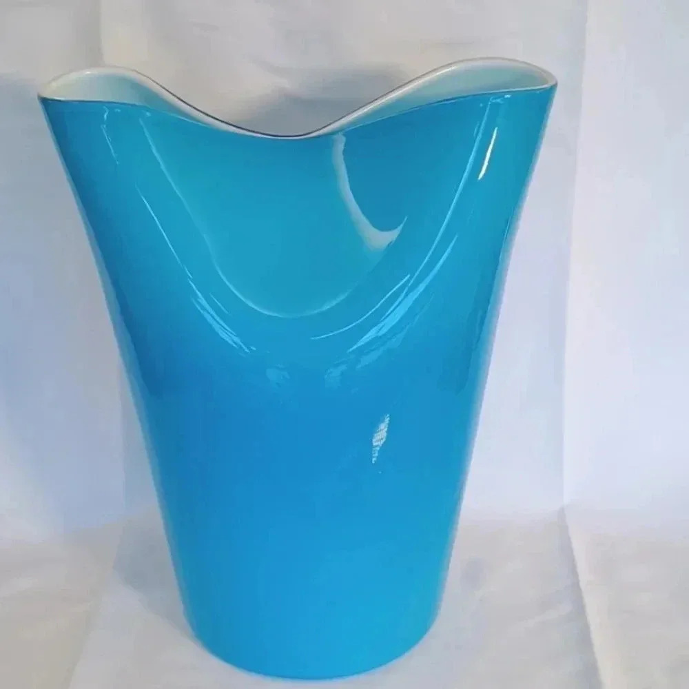 Vintage hand blown turquoise vase